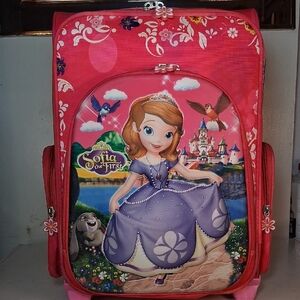 Kids Princess Roller Case With Extended Handle - Pink and Purple